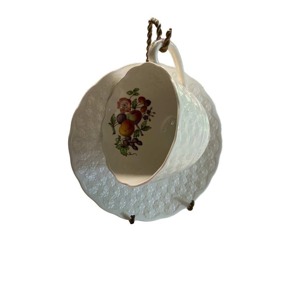 Spode Copeland Vintage Teacup & Saucer Set Fruit Center Floral Bone China